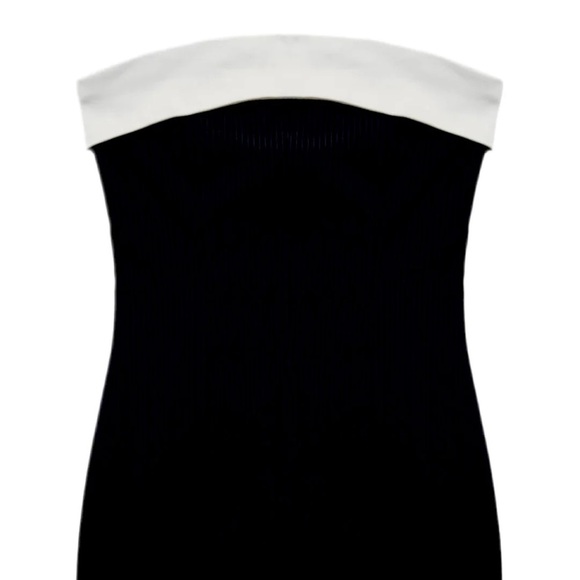 Zara| Black & White Cocktail Party Strapless Tube Top Side Zip Blouse Sz M - Picture 4 of 5